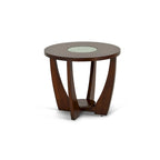 Table d'appoint ronde avec plateau en verre et étagère inférieure