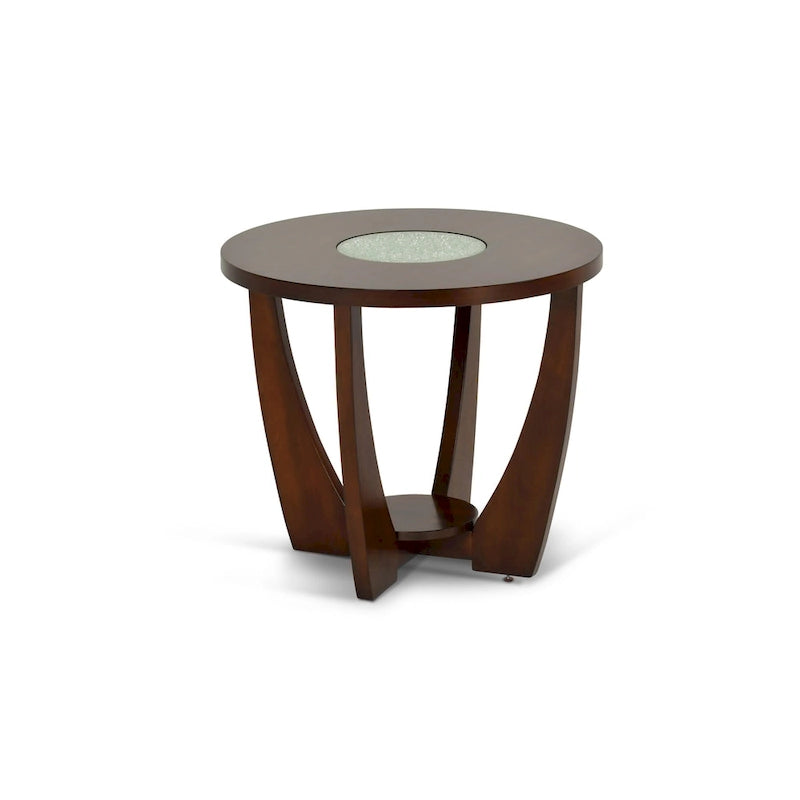 Table d'appoint ronde avec plateau en verre et étagère inférieure