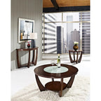 Table d'appoint ronde avec plateau en verre et étagère inférieure