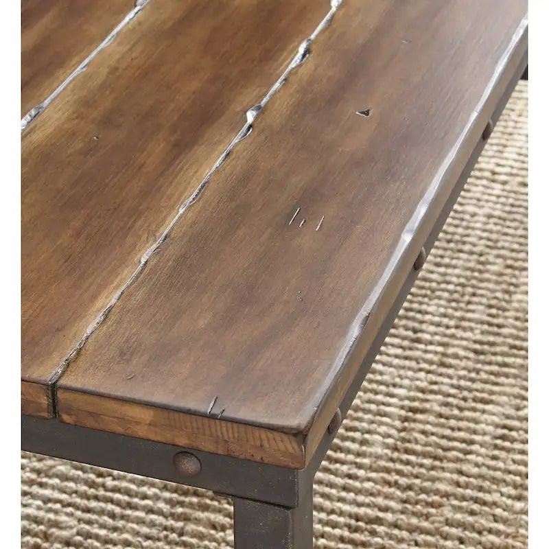 Table d'appoint avec plateau en bois vieilli et base en métal