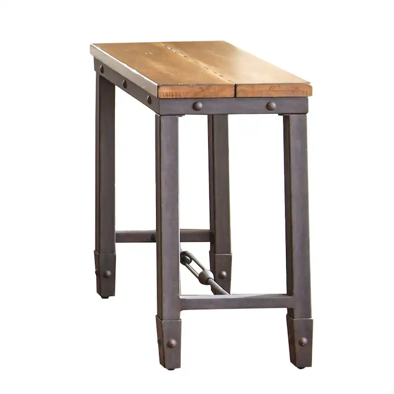 Table d'appoint avec plateau en bois vieilli et base en métal