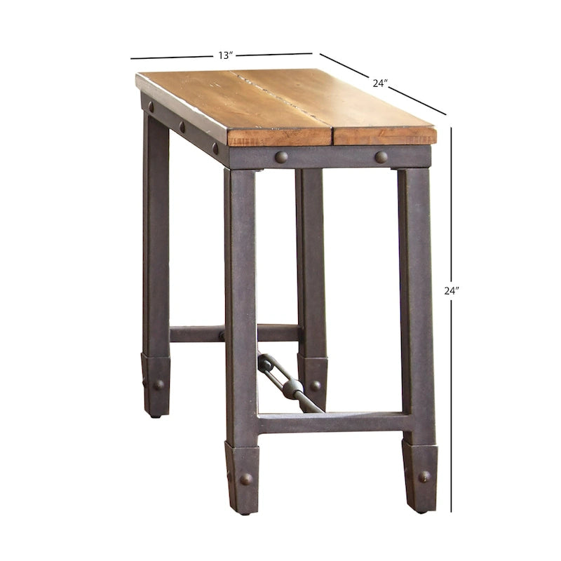 Table d'appoint avec plateau en bois vieilli et base en métal