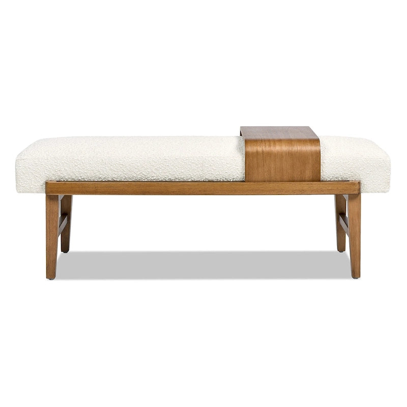 Banc rembourré de 52 po avec étagère coulissante en bois
