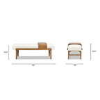 Banc rembourré de 52 po avec étagère coulissante en bois