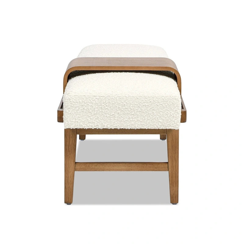 Banc rembourré de 52 po avec étagère coulissante en bois