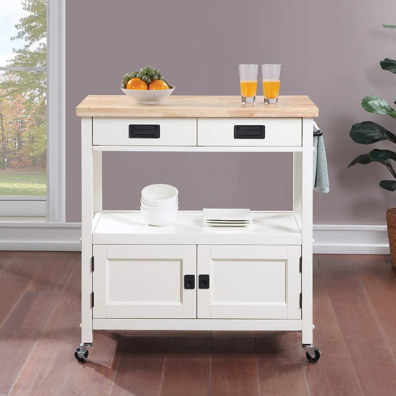 Dessertes de cuisine avec plateau en bois