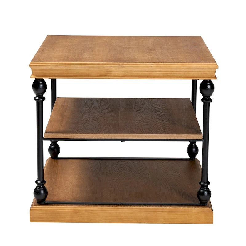 Table d'appoint à 3 niveaux avec cadre en métal et étagères en bois