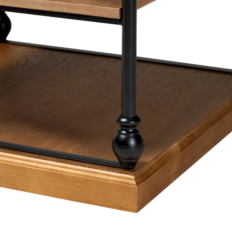 Table d'appoint à 3 niveaux avec cadre en métal et étagères en bois