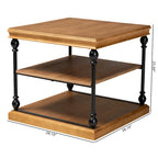 Table d'appoint à 3 niveaux avec cadre en métal et étagères en bois