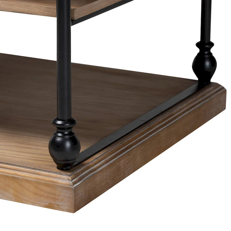 Table d'appoint à 3 niveaux avec cadre en métal et étagères en bois