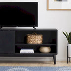 Meuble TV avec portes coulissantes et gestion des câbles, convient aux téléviseurs jusqu'à 65 pouces
