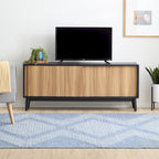 Meuble TV avec portes coulissantes et gestion des câbles, convient aux téléviseurs jusqu'à 65 pouces