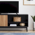 Meuble TV avec portes coulissantes et gestion des câbles, convient aux téléviseurs jusqu'à 65 pouces