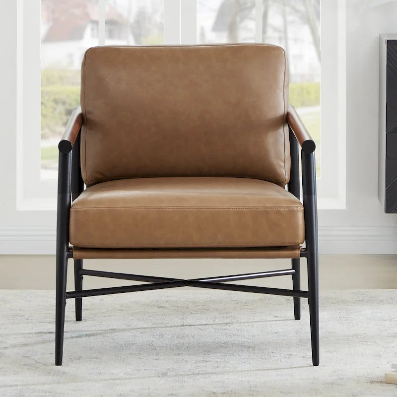 Fauteuil d'appoint moderne du milieu du siècle avec cadre en métal