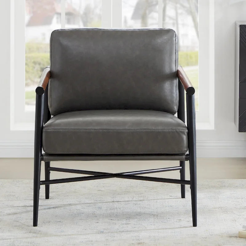 Fauteuil d'appoint moderne du milieu du siècle avec cadre en métal