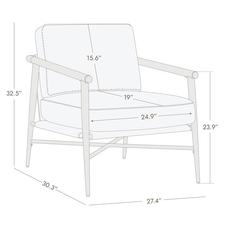 Fauteuil d'appoint moderne du milieu du siècle avec cadre en métal
