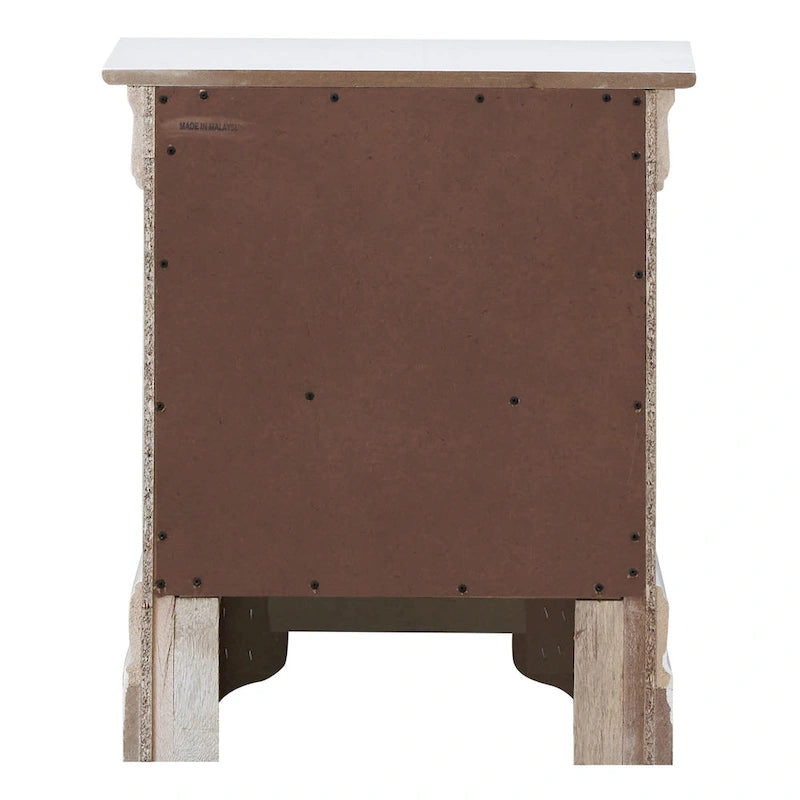 Table de chevet à 2 tiroirs avec façade de tiroir géométrique