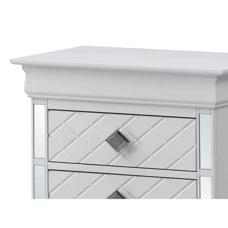 Table de chevet à 2 tiroirs avec façade de tiroir géométrique