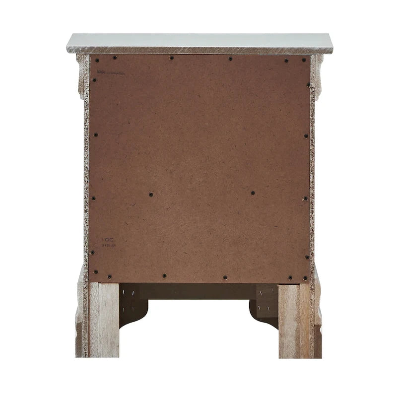 Table de chevet à 2 tiroirs avec façade de tiroir géométrique