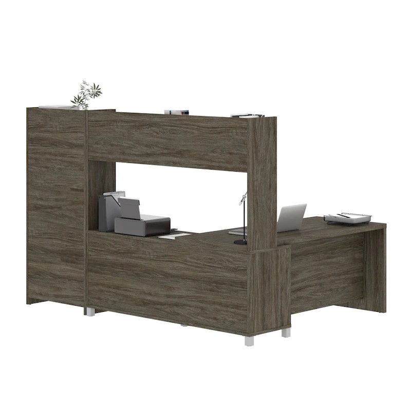 Bureau en L avec bibliothèque