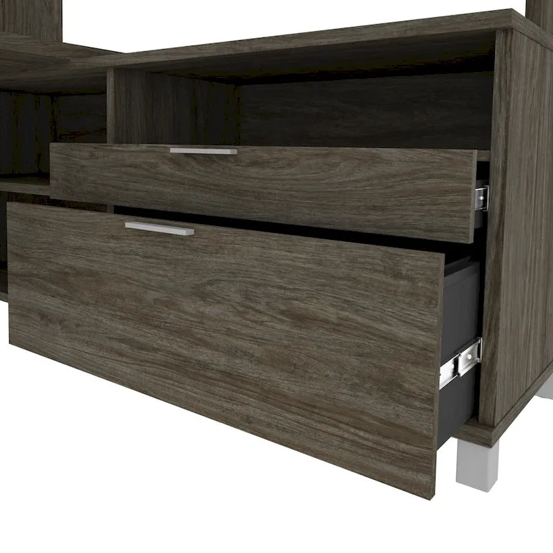 Bureau en L avec bibliothèque