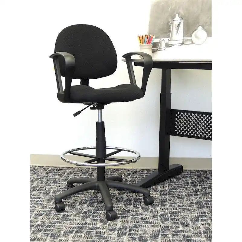Tabouret de dessinateur réglable avec accoudoirs boucles et roulettes