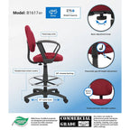 Tabouret de dessinateur réglable avec accoudoirs boucles et roulettes