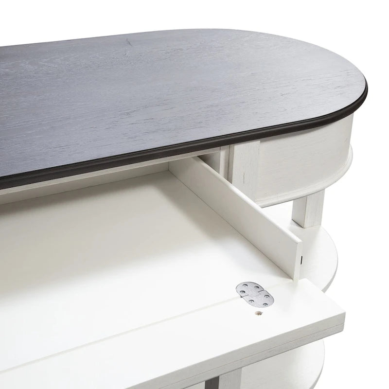 Ensemble bureau en L et huche – Fini blanc avec plateaux anthracite