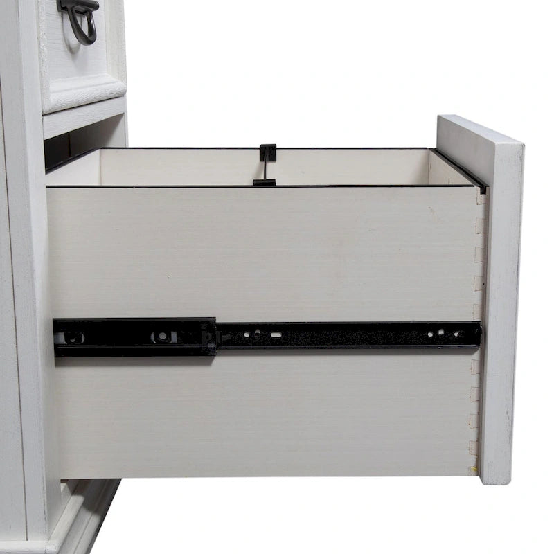 Ensemble bureau en L et huche – Fini blanc avec plateaux anthracite