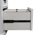 Ensemble bureau en L et huche – Fini blanc avec plateaux anthracite