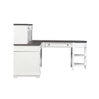 Ensemble bureau en L et huche – Fini blanc avec plateaux anthracite