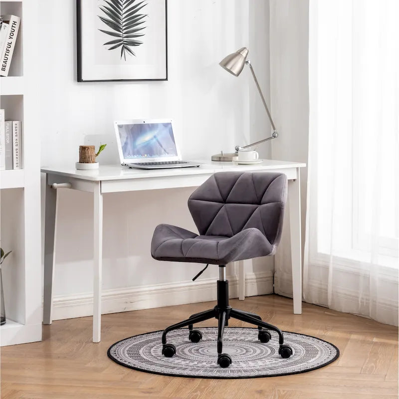 Chaise de bureau pivotante réglable capitonnée diamant