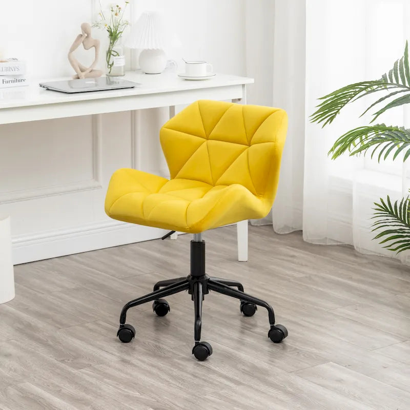 Chaise de bureau pivotante réglable capitonnée diamant