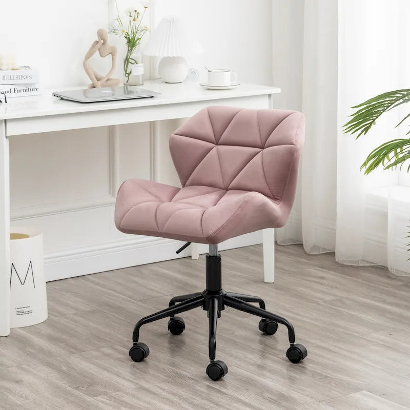 Chaise de bureau pivotante réglable capitonnée diamant