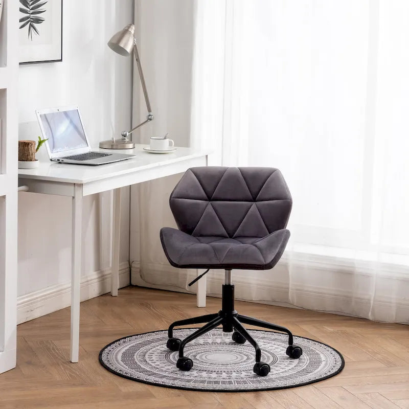 Chaise de bureau pivotante réglable capitonnée diamant
