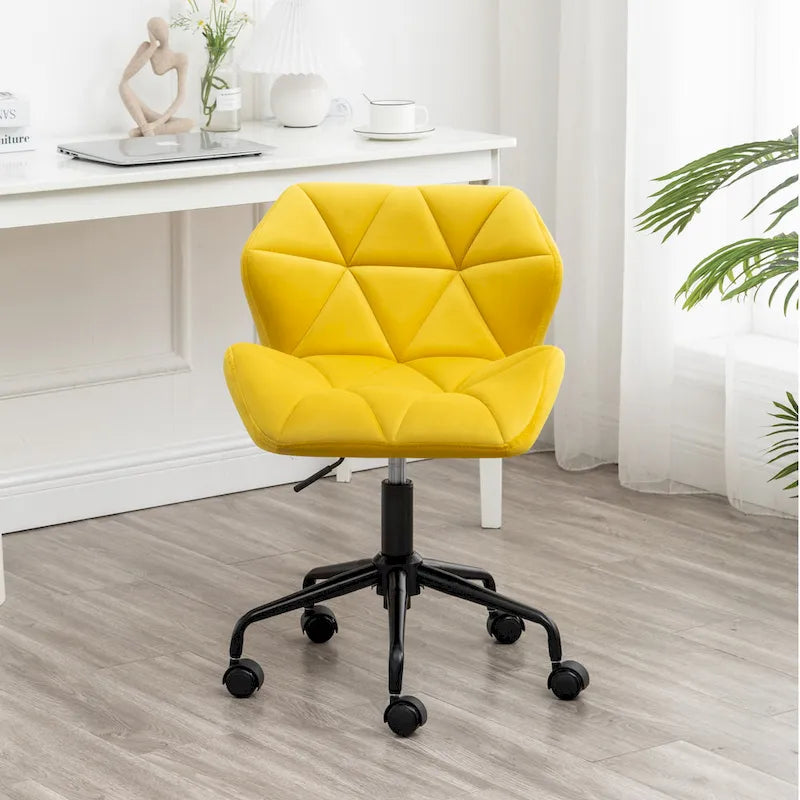 Chaise de bureau pivotante réglable capitonnée diamant