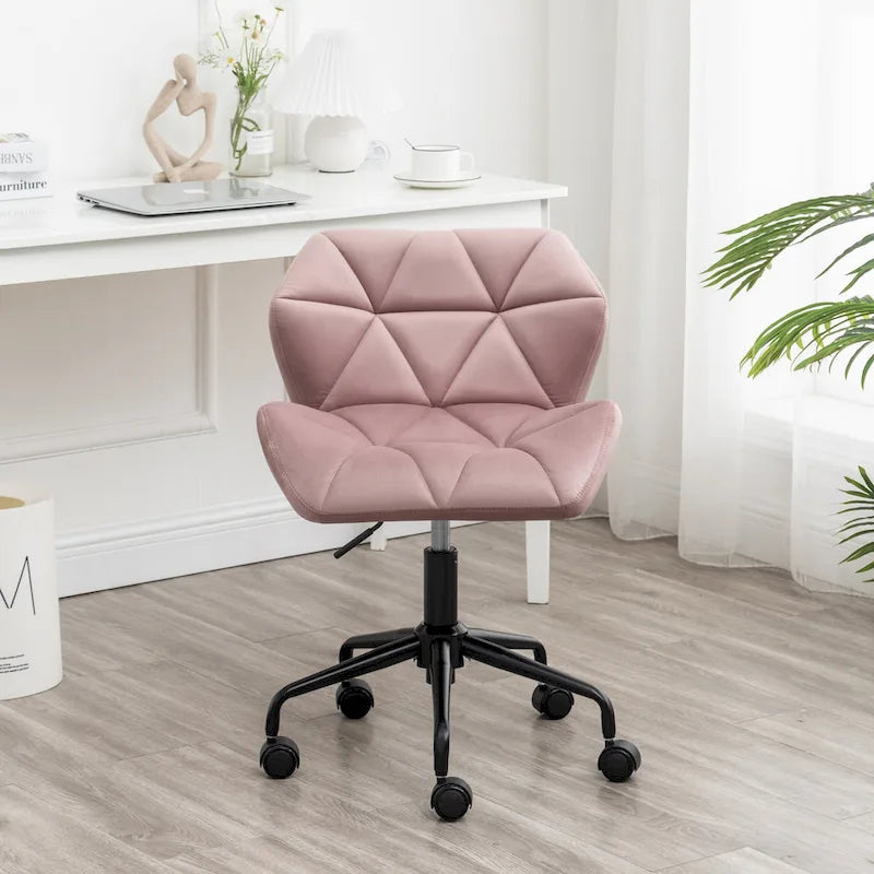 Chaise de bureau pivotante réglable capitonnée diamant