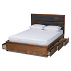 Lit plateforme moderne en bois rembourré avec tiroirs de rangement