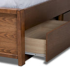 Lit plateforme moderne en bois rembourré avec tiroirs de rangement
