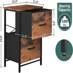 Tables de chevet (lot de 2) avec tiroirs en tissu