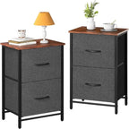 Tables de chevet (lot de 2) avec tiroirs en tissu