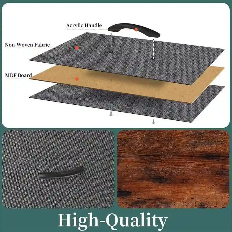 Tables de chevet (lot de 2) avec tiroirs en tissu