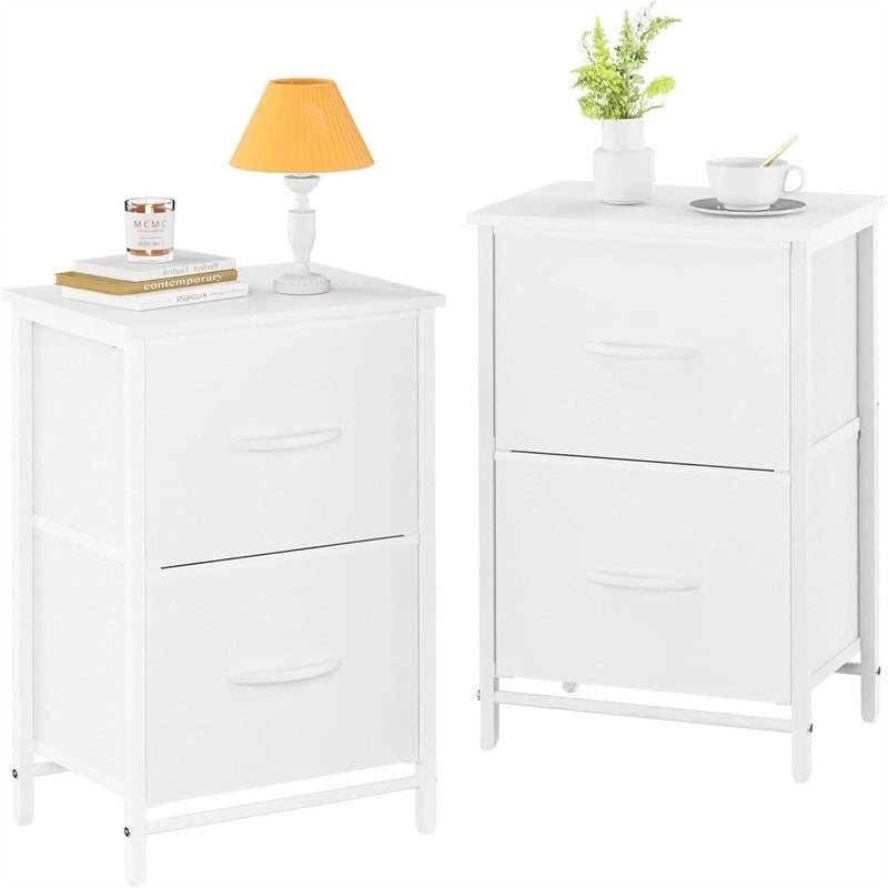 Tables de chevet (lot de 2) avec tiroirs en tissu