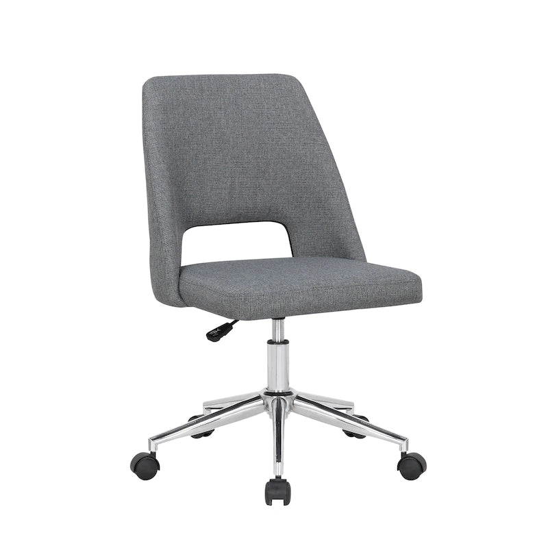 Chaise de bureau sans accoudoirs avec assise en tissu de lin et roulettes