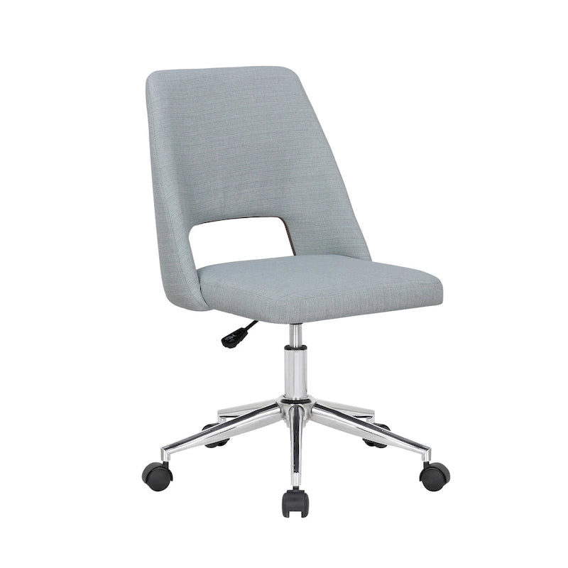 Chaise de bureau sans accoudoirs avec assise en tissu de lin et roulettes