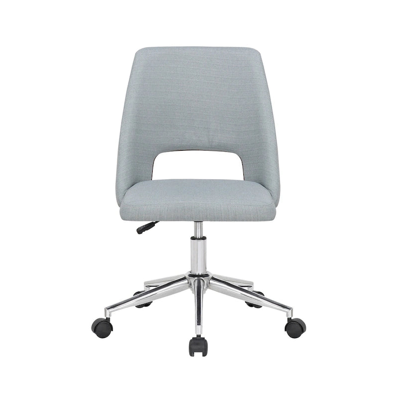 Chaise de bureau sans accoudoirs avec assise en tissu de lin et roulettes