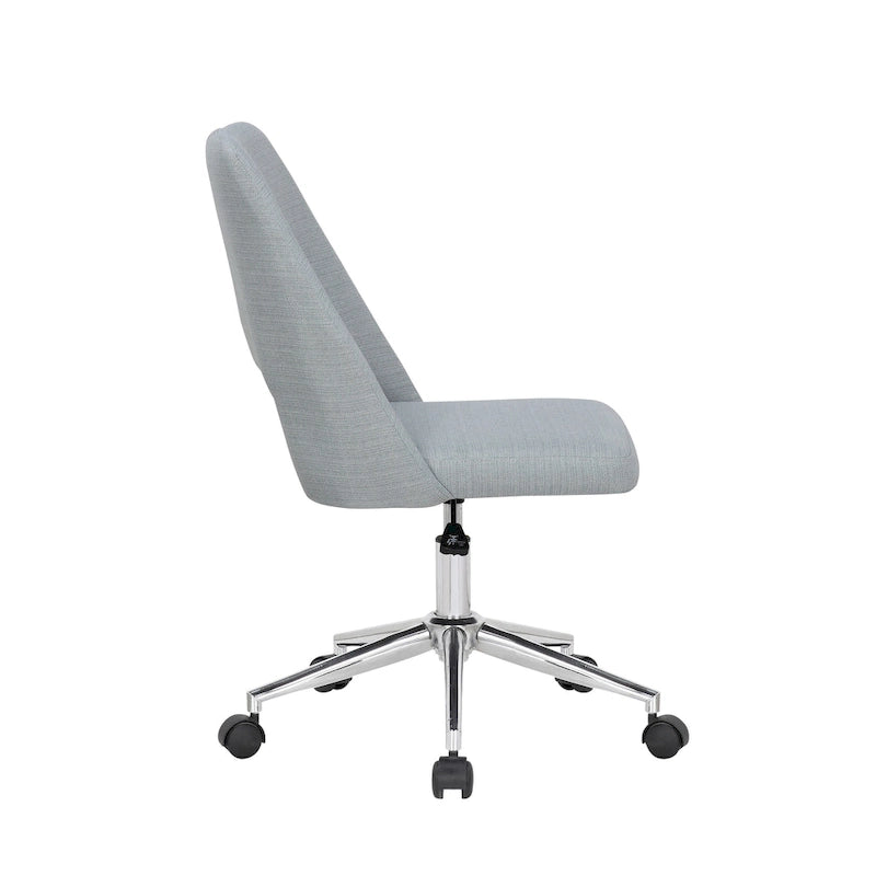 Chaise de bureau sans accoudoirs avec assise en tissu de lin et roulettes