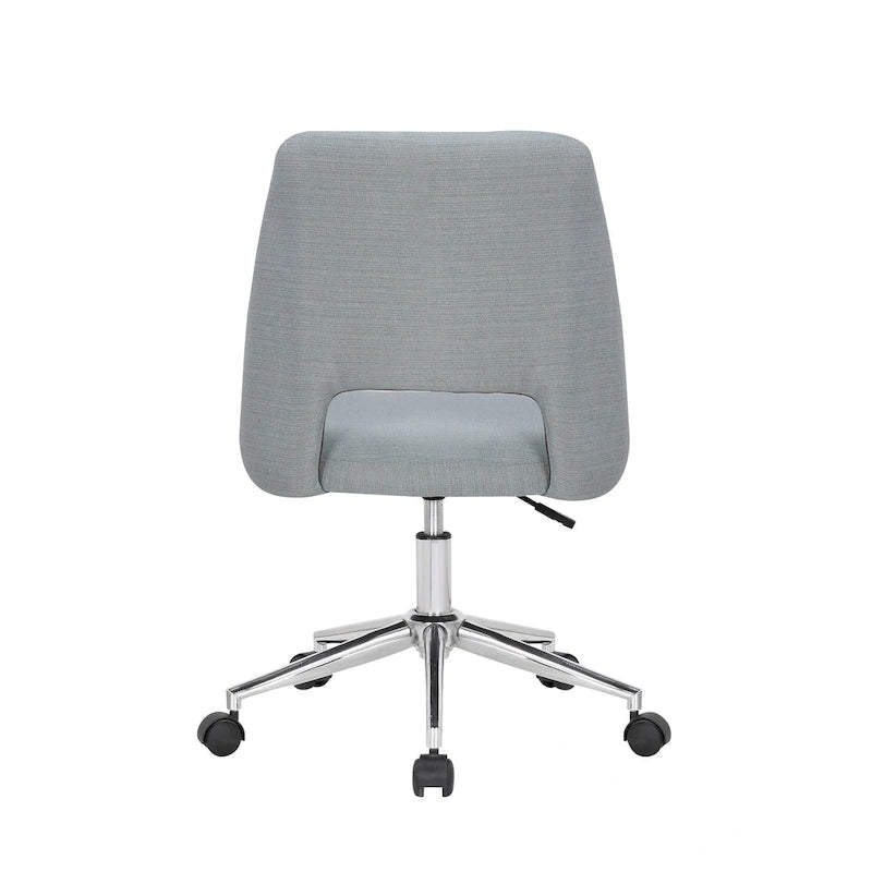 Chaise de bureau sans accoudoirs avec assise en tissu de lin et roulettes