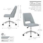 Chaise de bureau sans accoudoirs avec assise en tissu de lin et roulettes