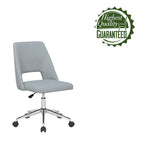 Chaise de bureau sans accoudoirs avec assise en tissu de lin et roulettes